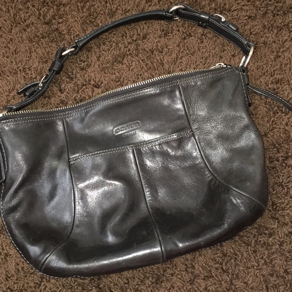 Coach black leather bag